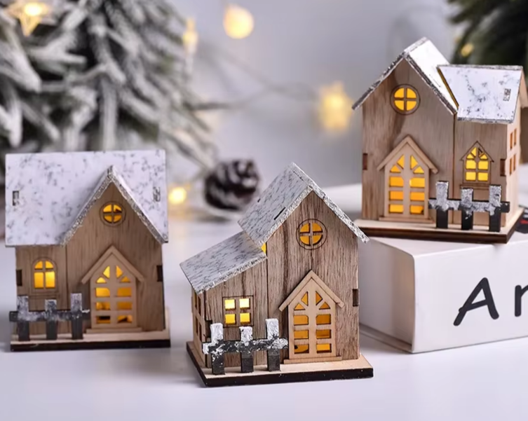 LED Wooden Christmas Cabin Decoration