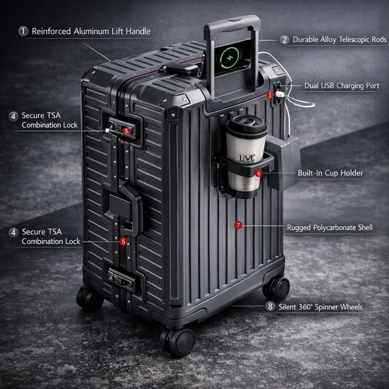 Large Polycarbonate Hard-Shell Suitcase