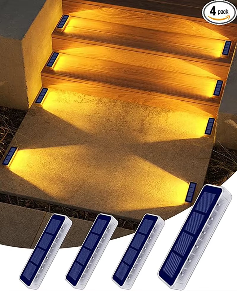 Outdoor Solar Step Lights IP68 – Automatic Waterproof LED Stair & Path Lighting (4-Pack)