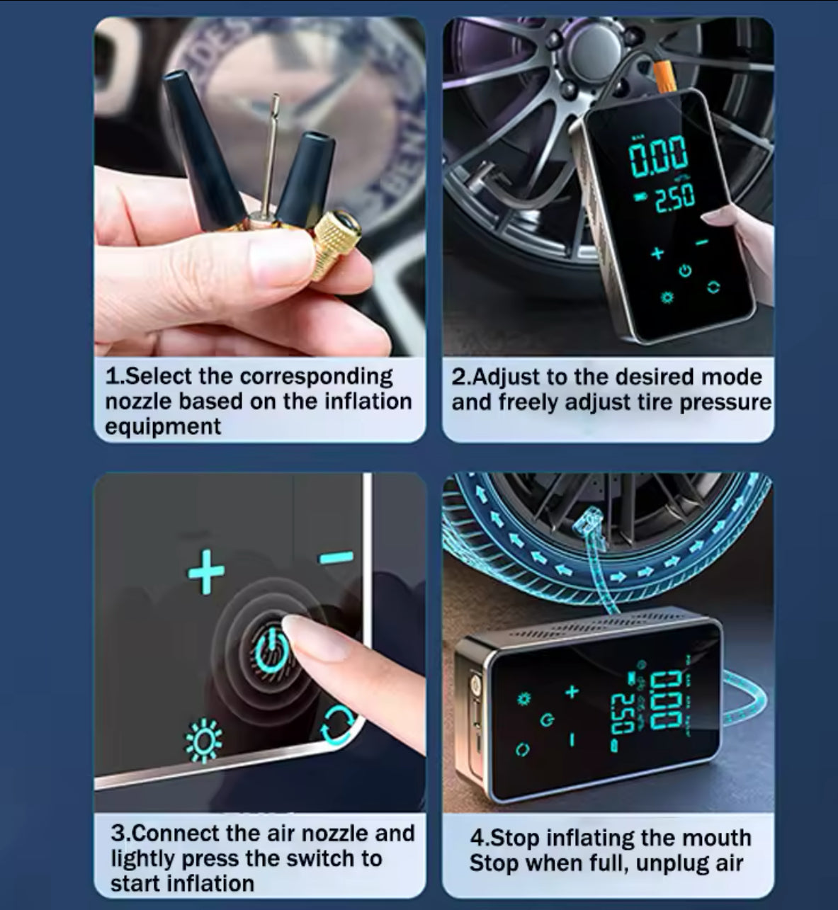 Portable Mini compressor - With touch screen