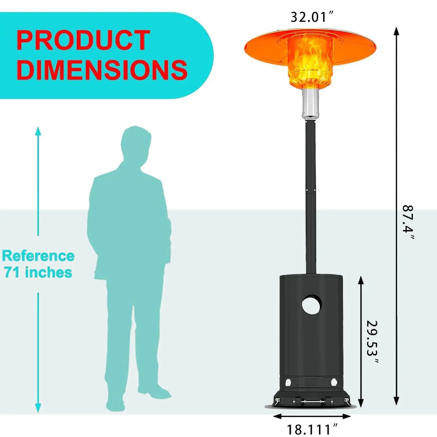 48,000 BTU Wind-Resistant Propane Patio Heater for Outdoor Spaces