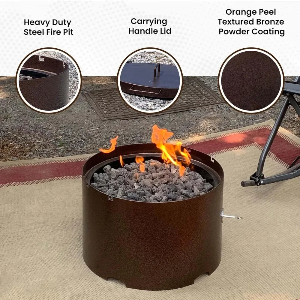 Portable Gas Fire Pit with Stainless Steel Burner