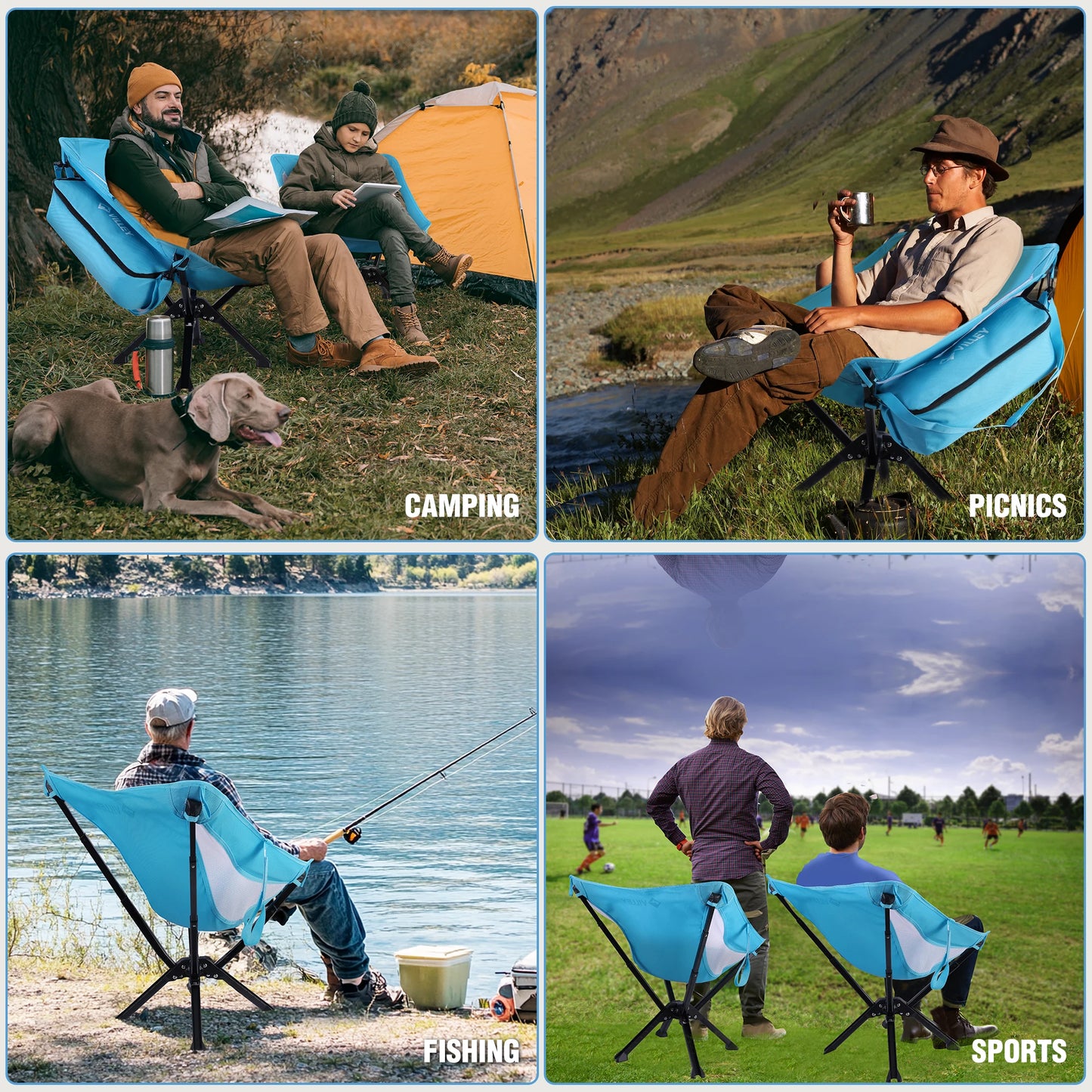 VILLEY Portable Camping Chair – Lightweight, 330 lb Capacity