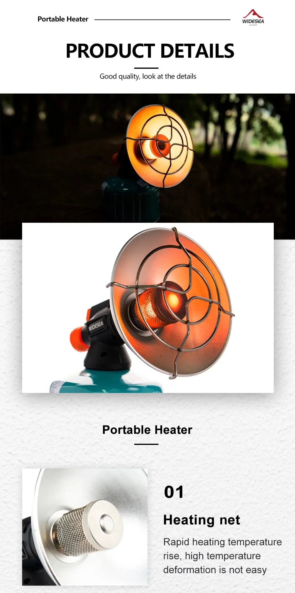 Portable Stainless Steel Camping Heater with Ignition