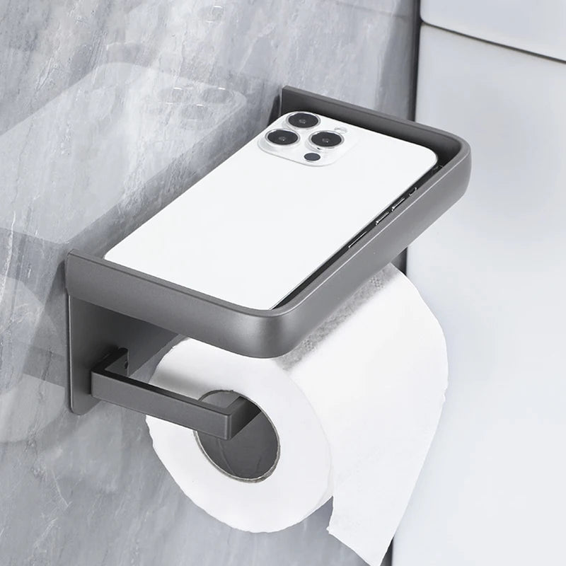 Wall-Mounted Paper Holder with Storage Shelf