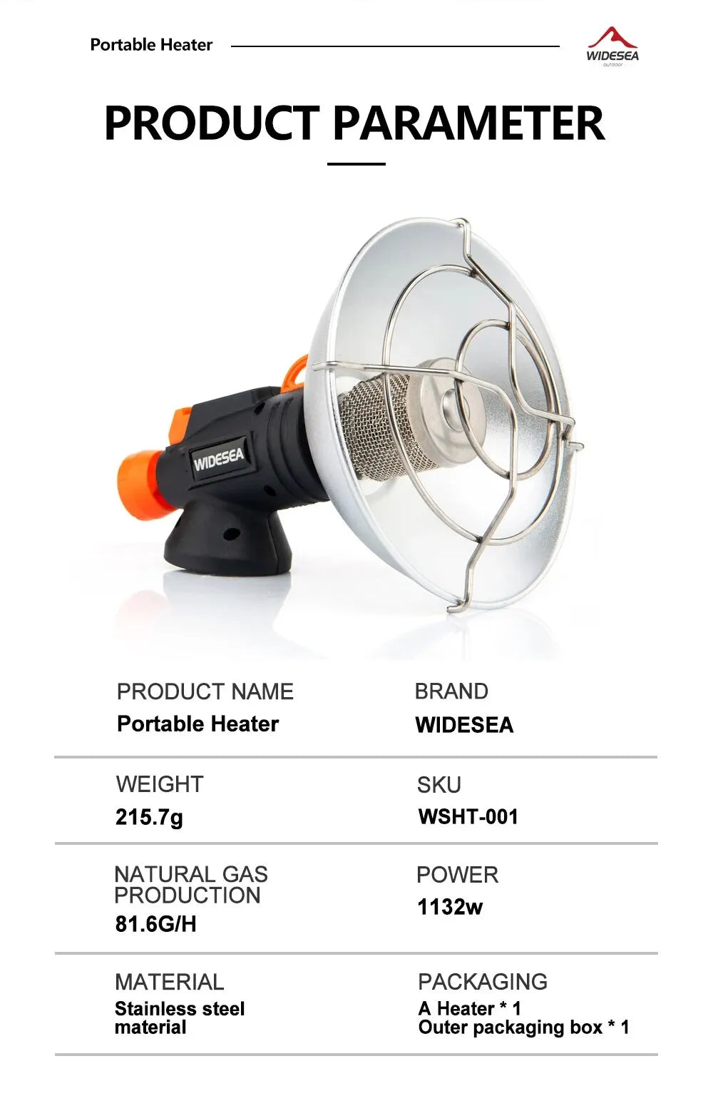 Portable Stainless Steel Camping Heater with Ignition