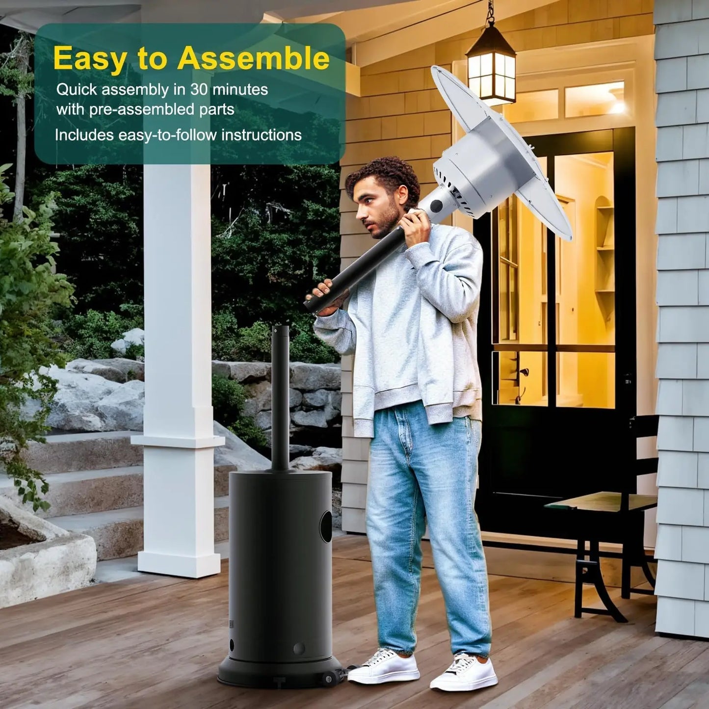 48,000 BTU Wind-Resistant Propane Patio Heater for Outdoor Spaces